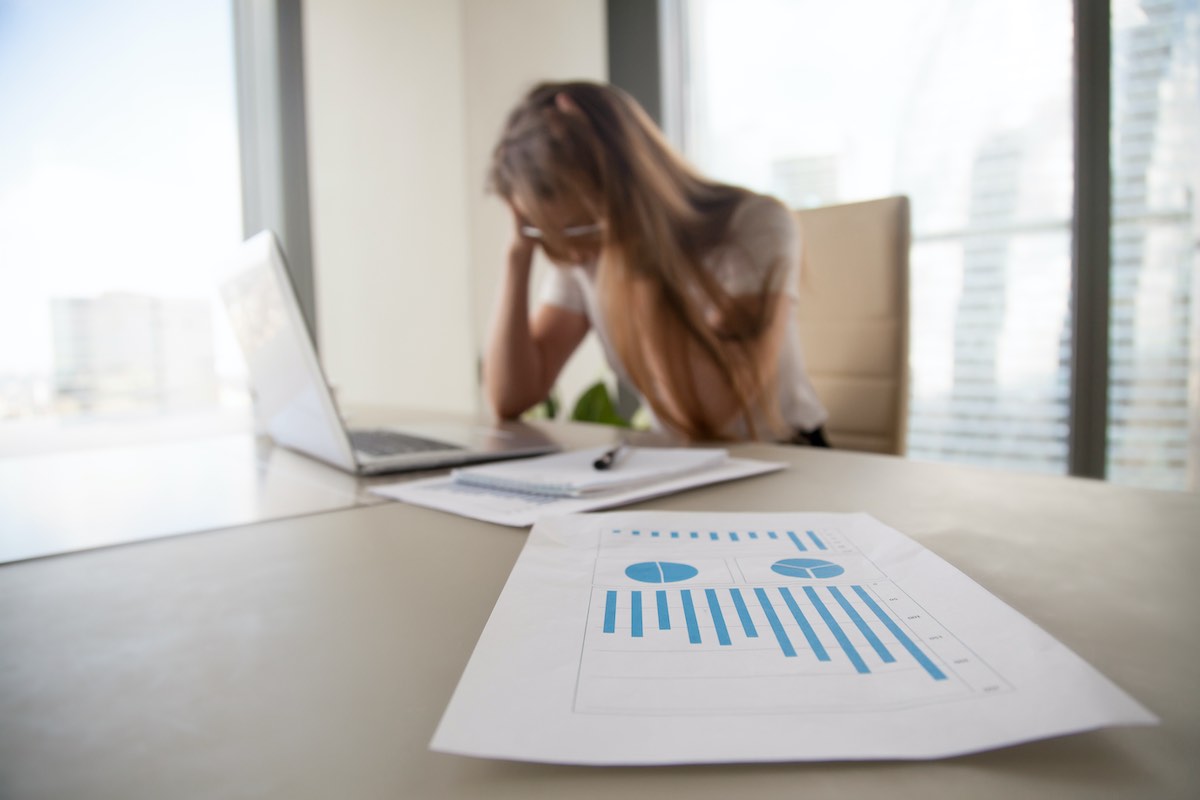 Depressed,Frustrated,Businesswoman,Holding,Head,In,Hands,,Female,Boss,Shocked UK Monthly Insolvency Statistics for September 2021